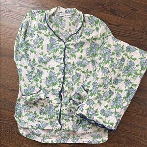 Women's Floral Pajama Set - Blue and Green